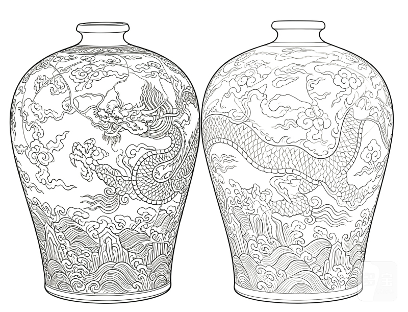 明宣德 宝石红釉暗刻海水江崖龙纹梅瓶 - 图3